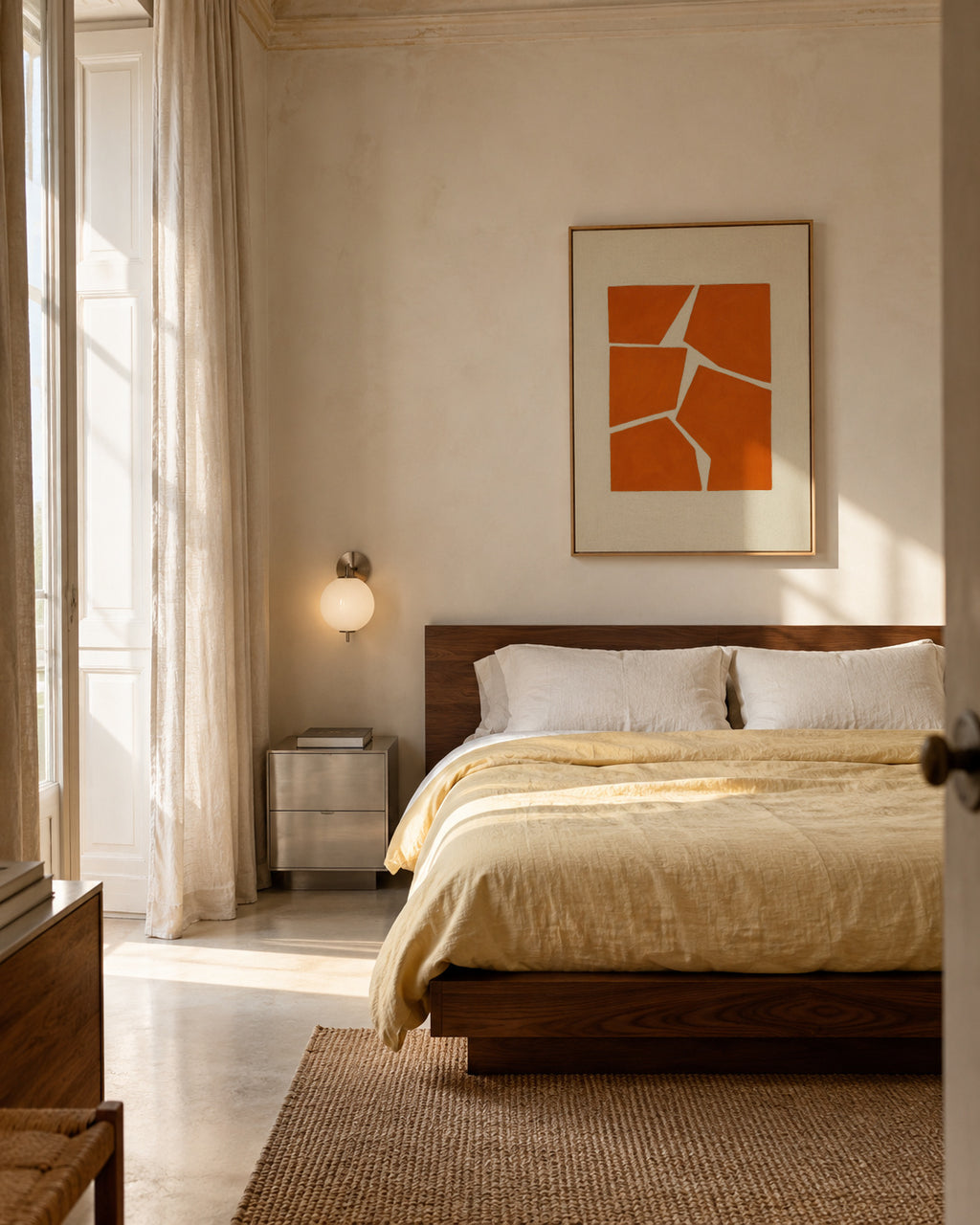 Terracotta Fragments - Framed canvas in an interior
