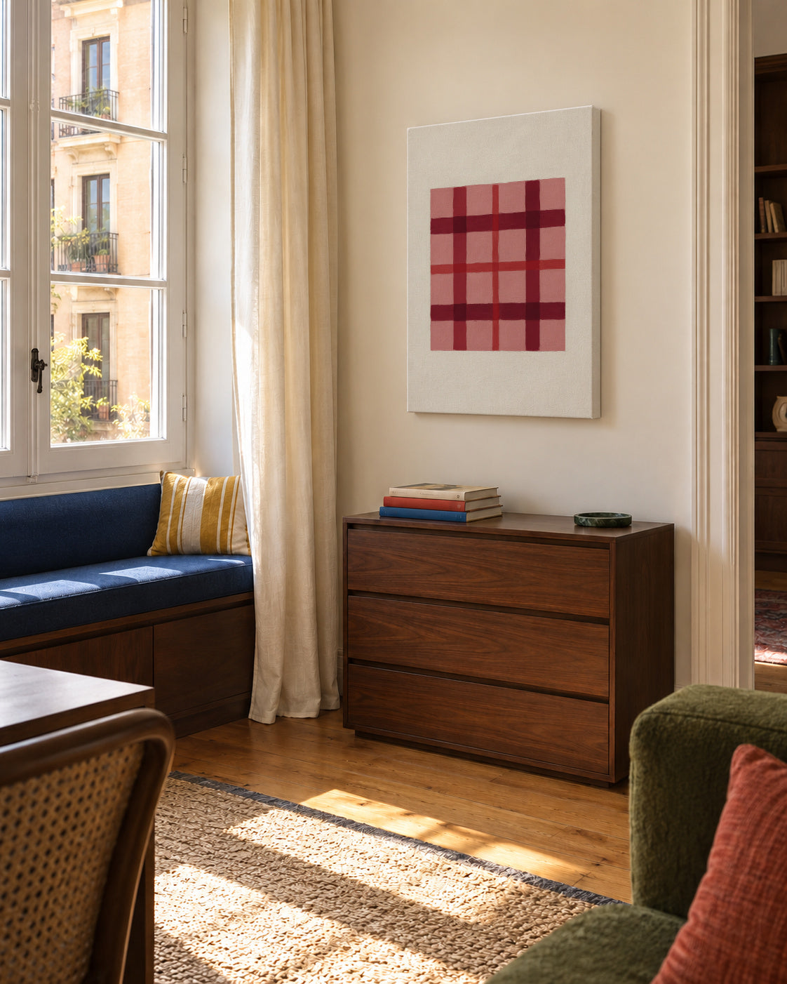 Rose Tartan - Unframed canvas in an interior