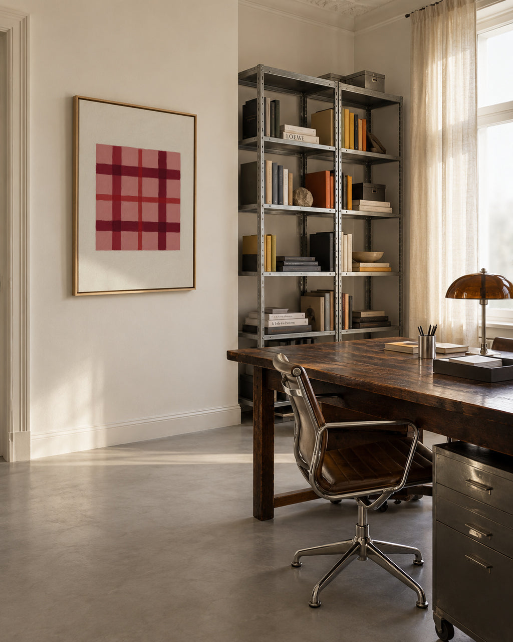 Rose Tartan - Framed canvas in an interior
