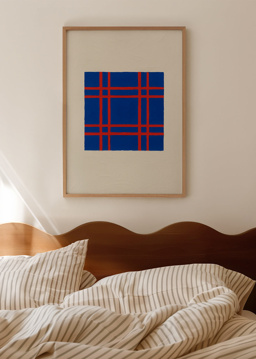 Cuadro geométrico azul con trama roja – Product1