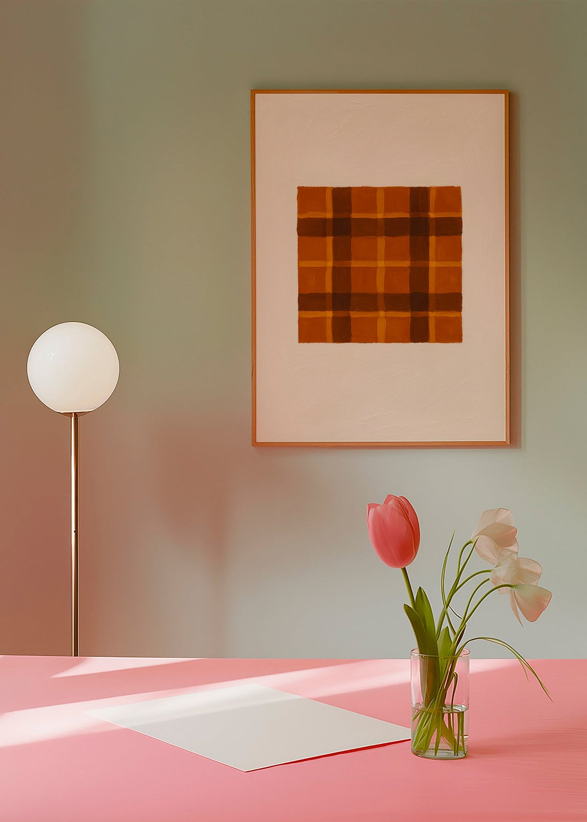 Cuadro geométrico ocre con panel central – Product3