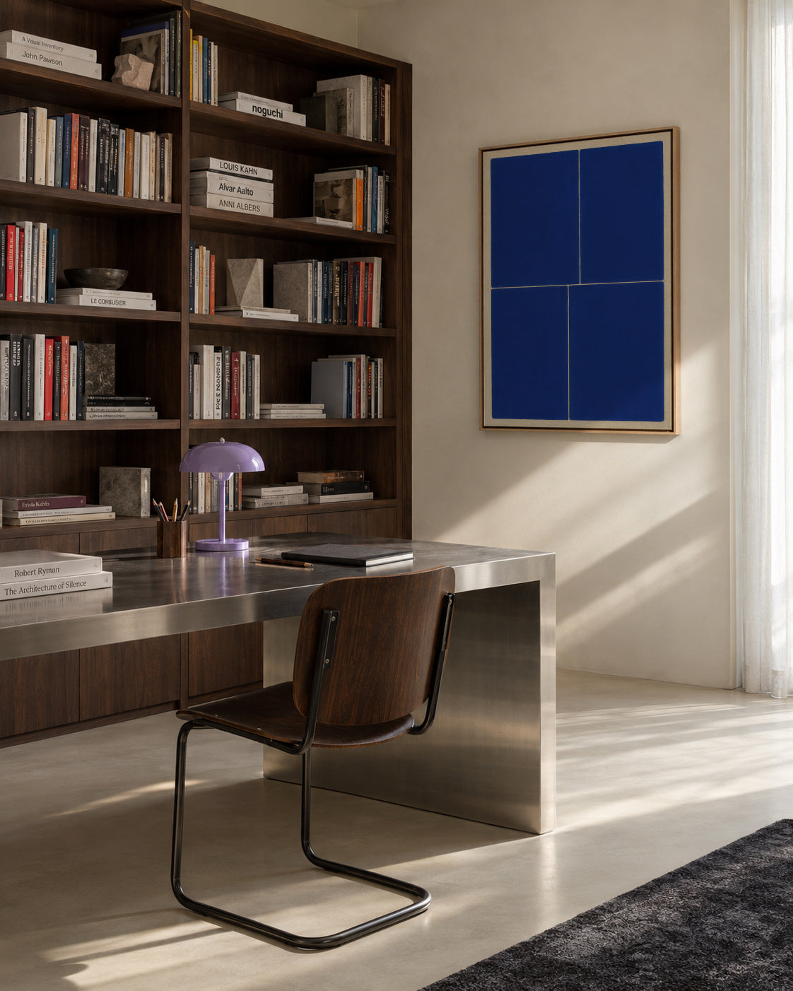 Midnight Blueprint II - Framed canvas in an interior