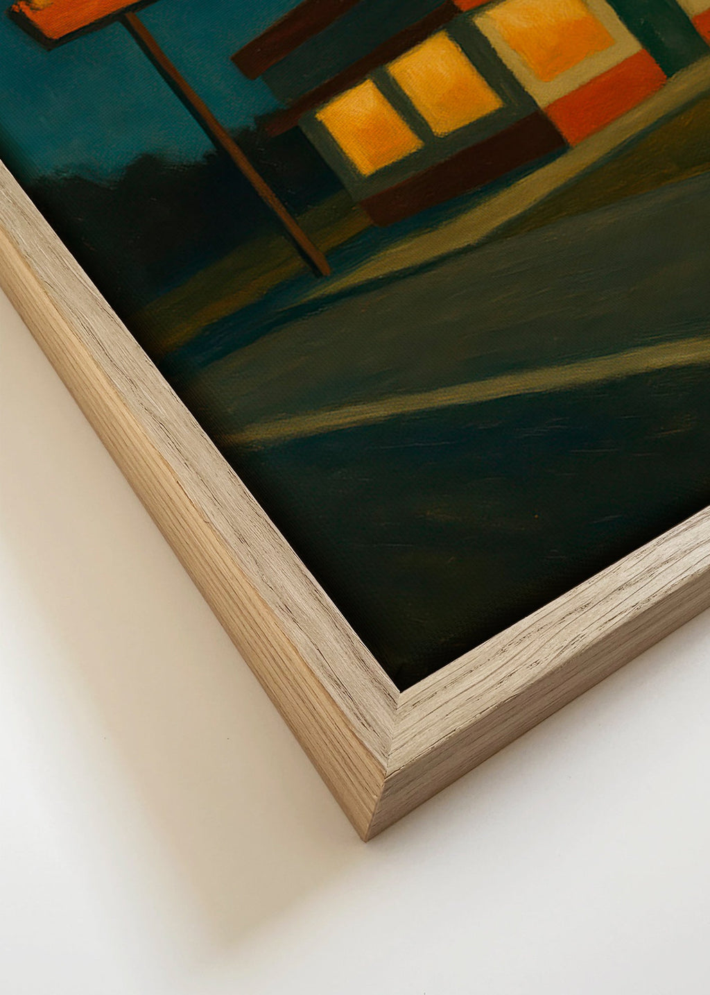 Cuadro de cocina: local nocturno con letrero icónico – Canvas detail