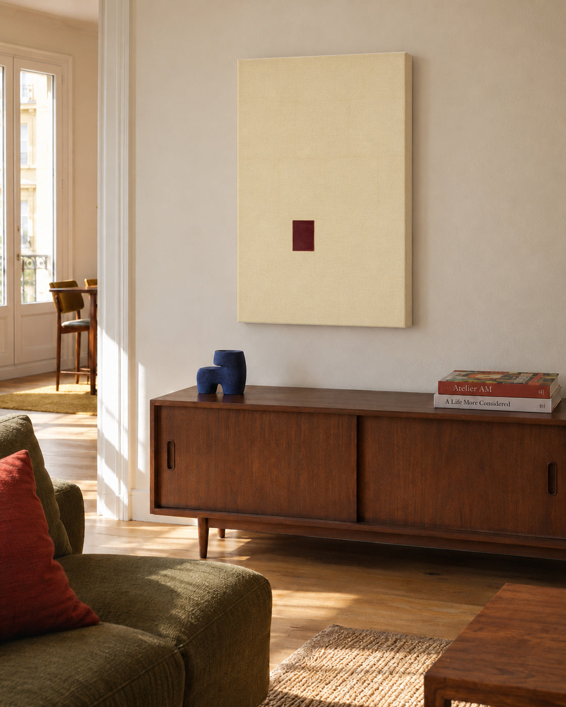 Red Core Minimal - Unframed canvas in an interior