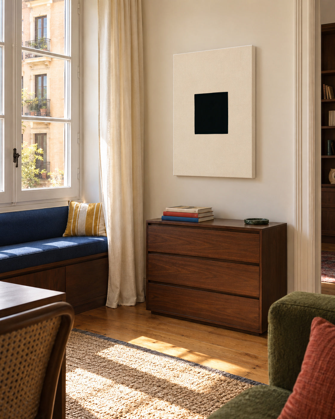 Black Void - Unframed canvas in an interior