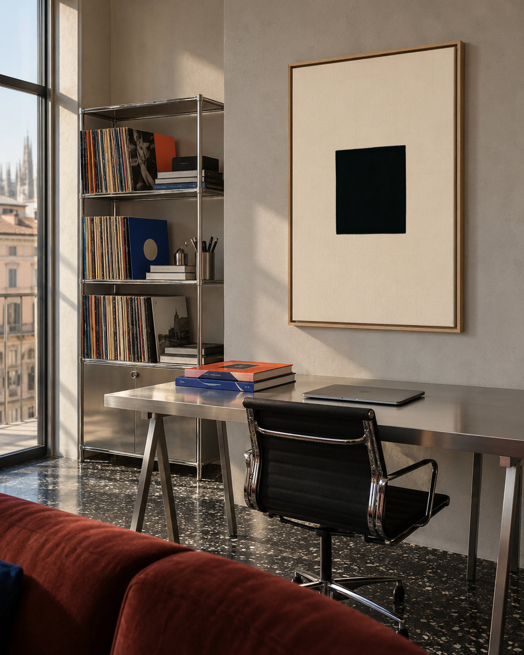 Black Void - Framed canvas in an interior