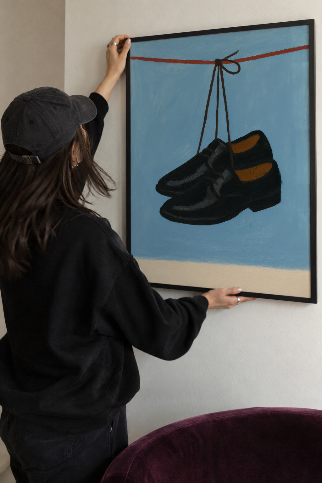 Hanging Shoes - Framed poster detail