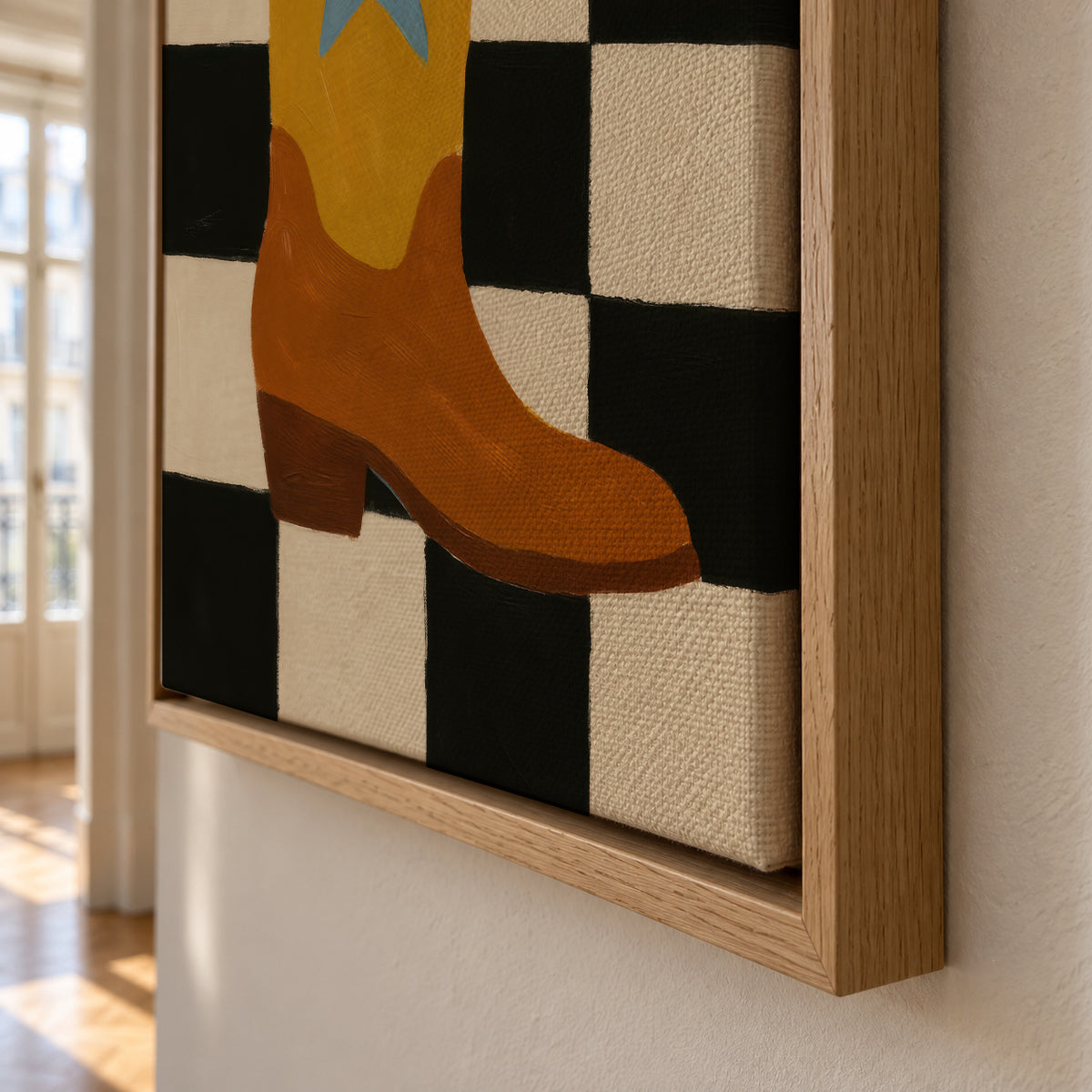 Starry Boot - Framed canvas detail