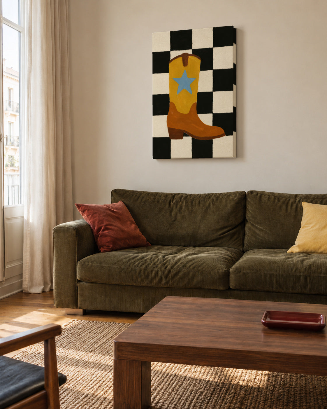 Starry Boot - Unframed canvas in an interior