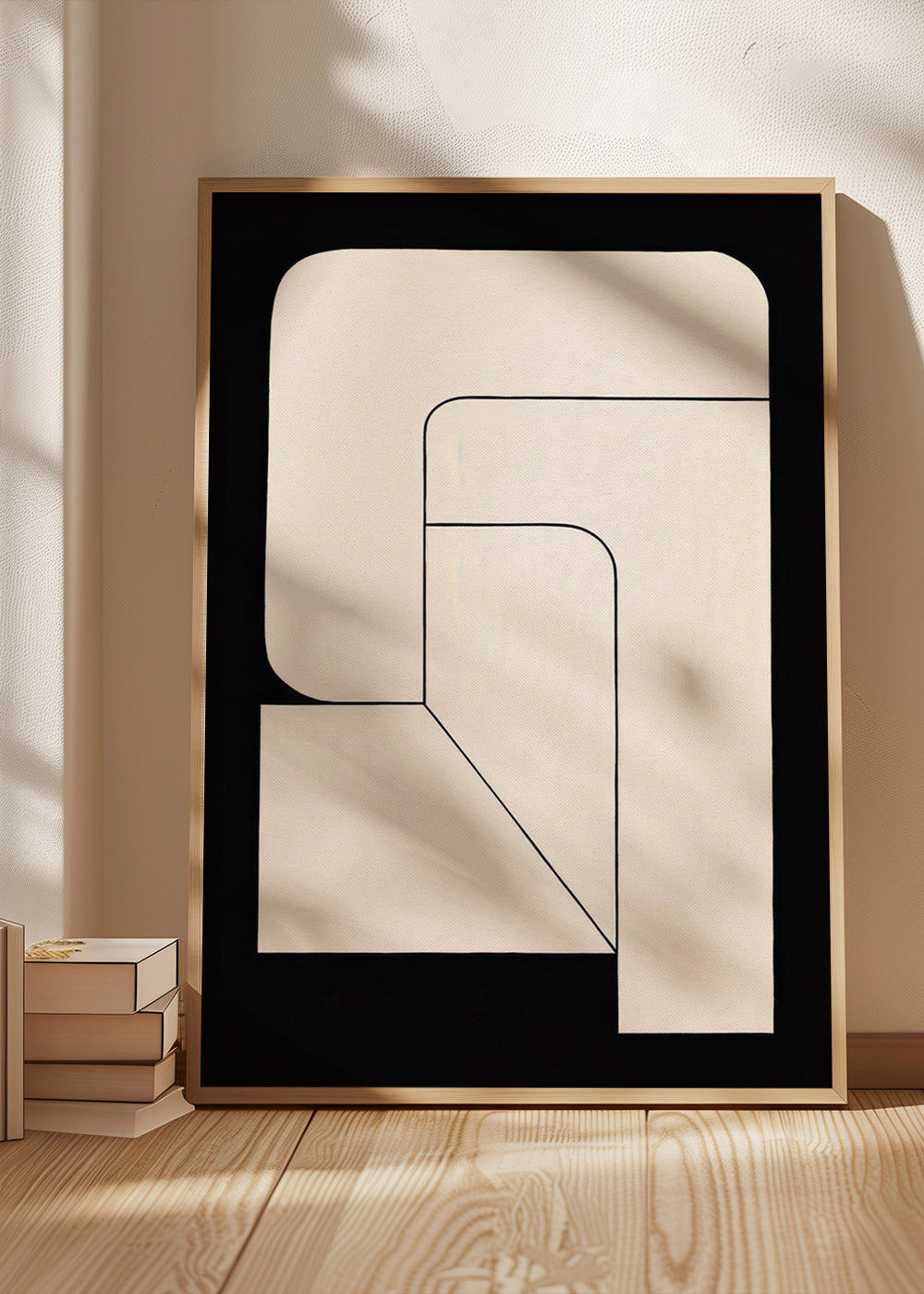 Cuadro geométrico minimalista crema y negro – Product2