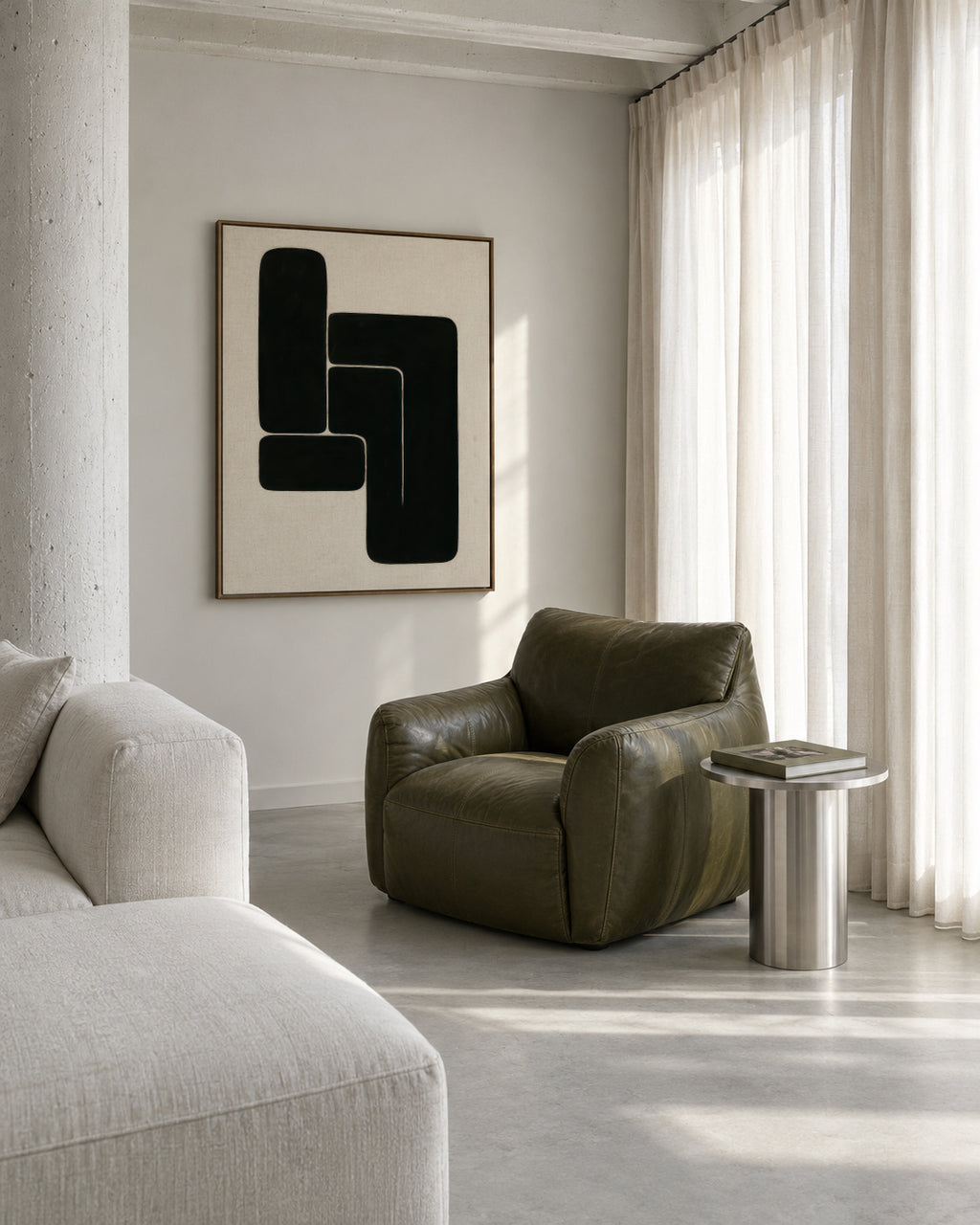 L-Shape Balance III - Framed canvas in an interior