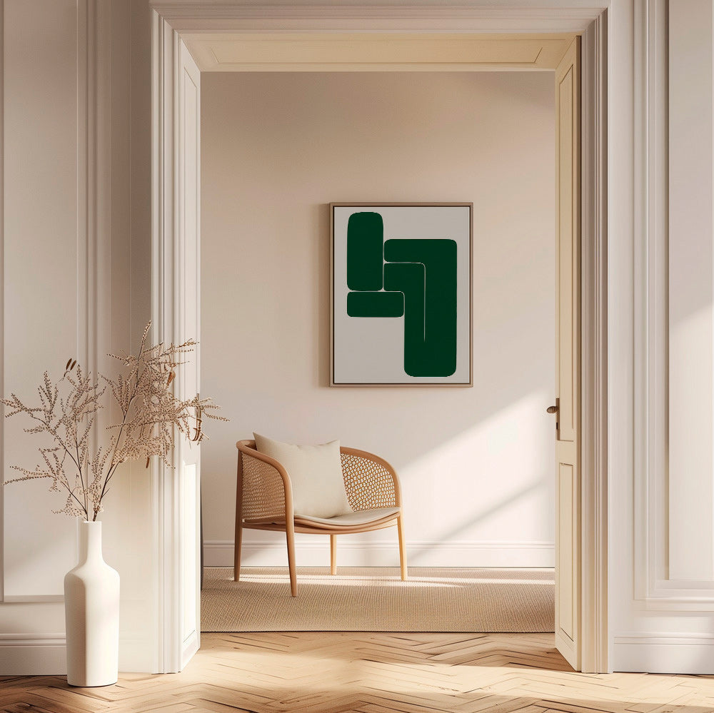 Cuadro geométrico verde con formas en L – Canvas1