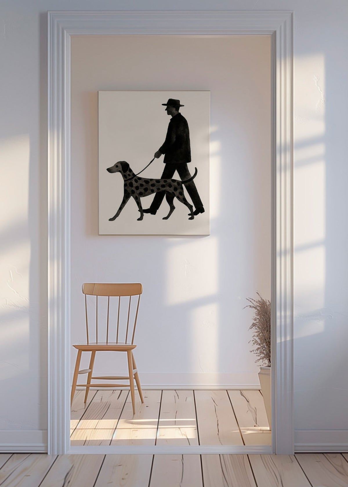 Cuadro perro paseando en silueta – Canvas