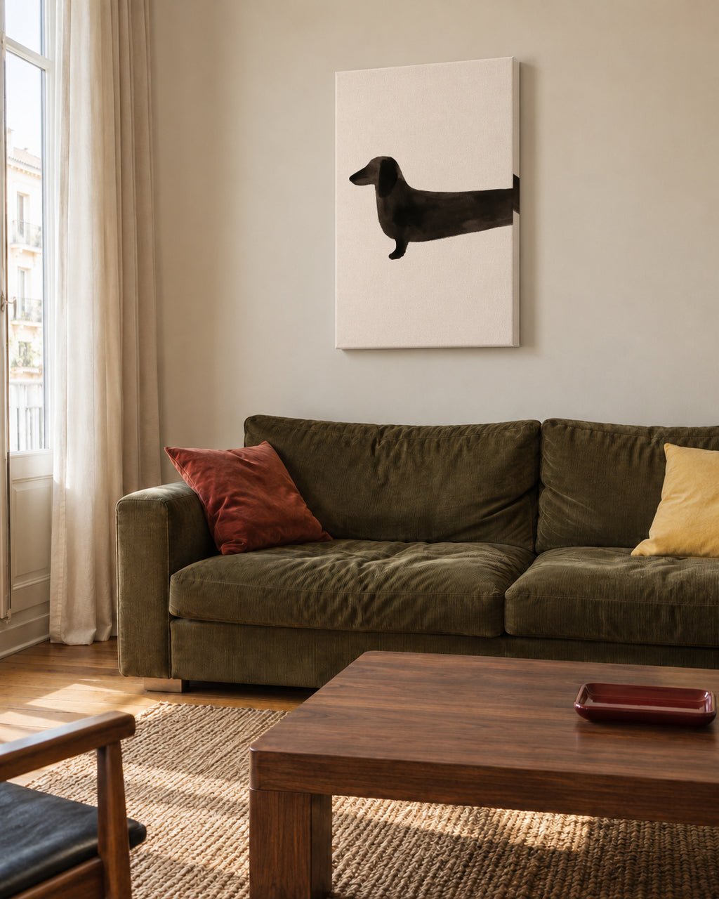 Long Dachshund - Unframed canvas in an interior