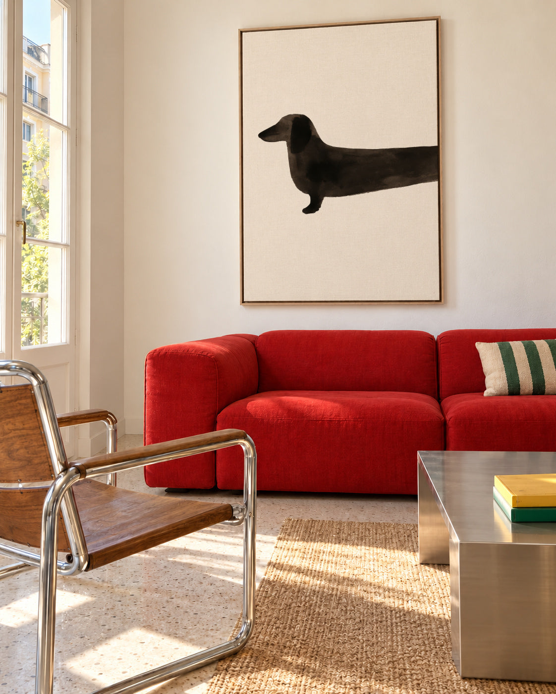 Long Dachshund - Framed canvas in an interior