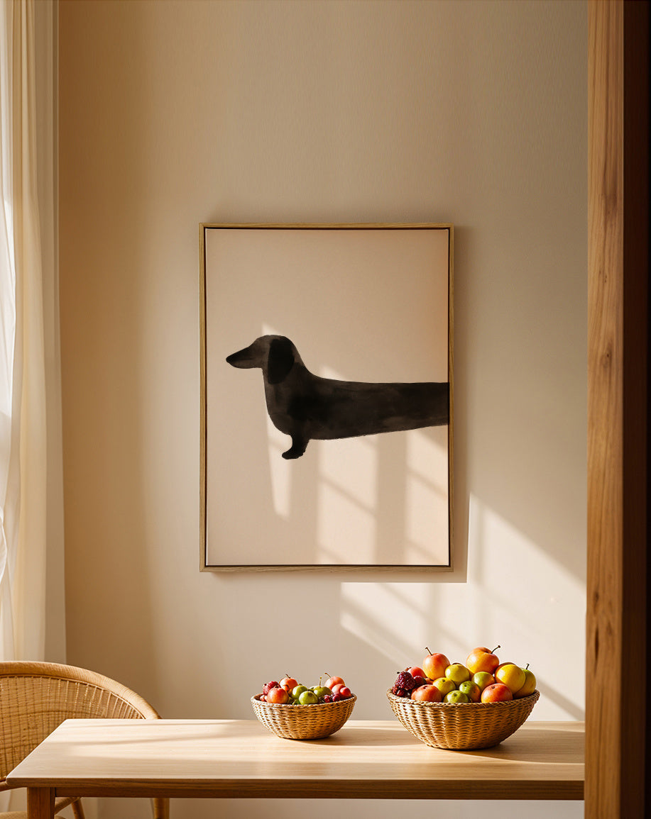 Long Dachshund - Framed canvas in an interior