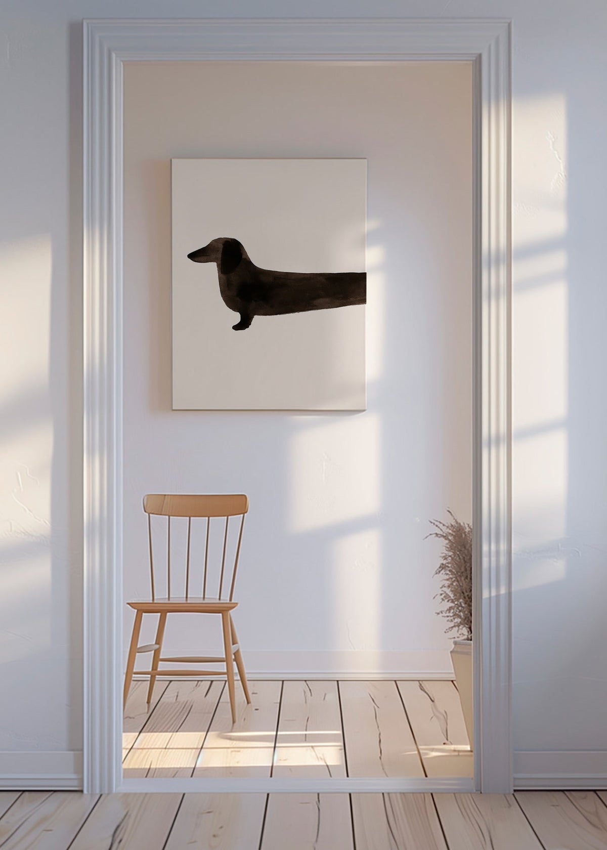 Cuadro salchicha alargada minimalista – Canvas