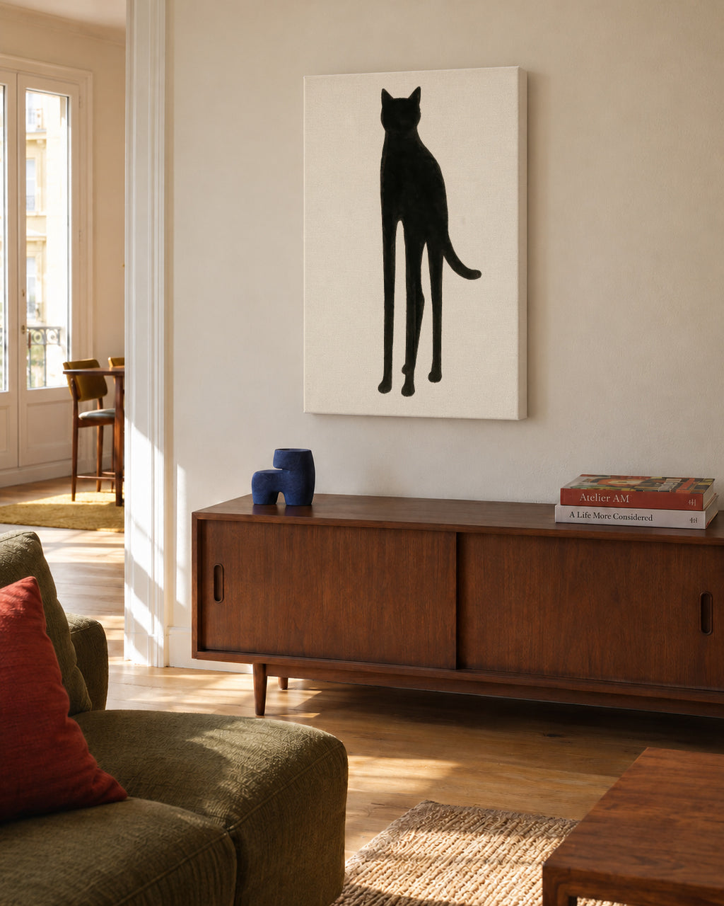 Slender Feline - Unframed canvas in an interior