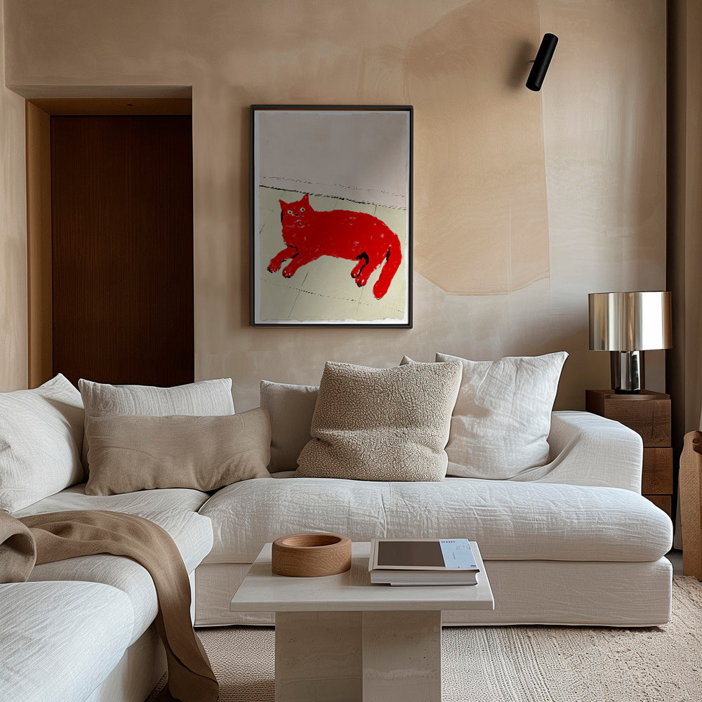Cuadro gato rojo tumbado – Canvas1