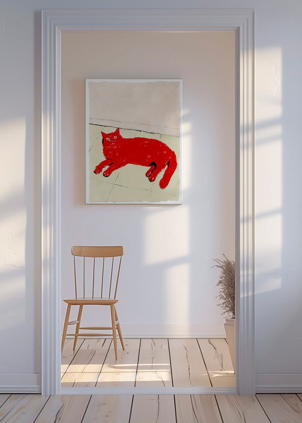 Cuadro gato rojo tumbado – Canvas