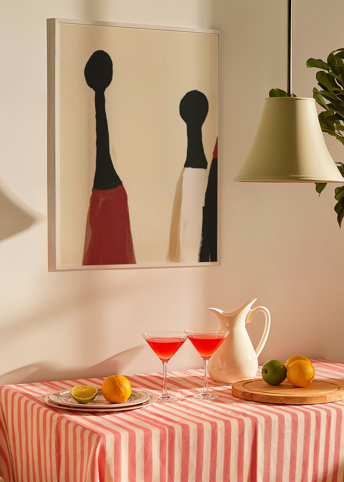 Red Skirt Figures - Framed poster in an interior
