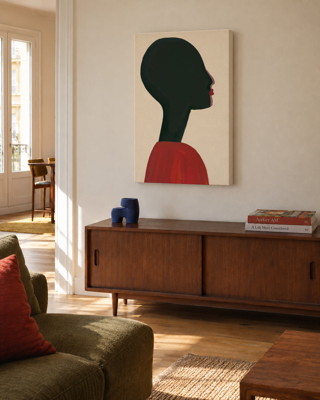 Profile in Red - Unframed canvas in an interior