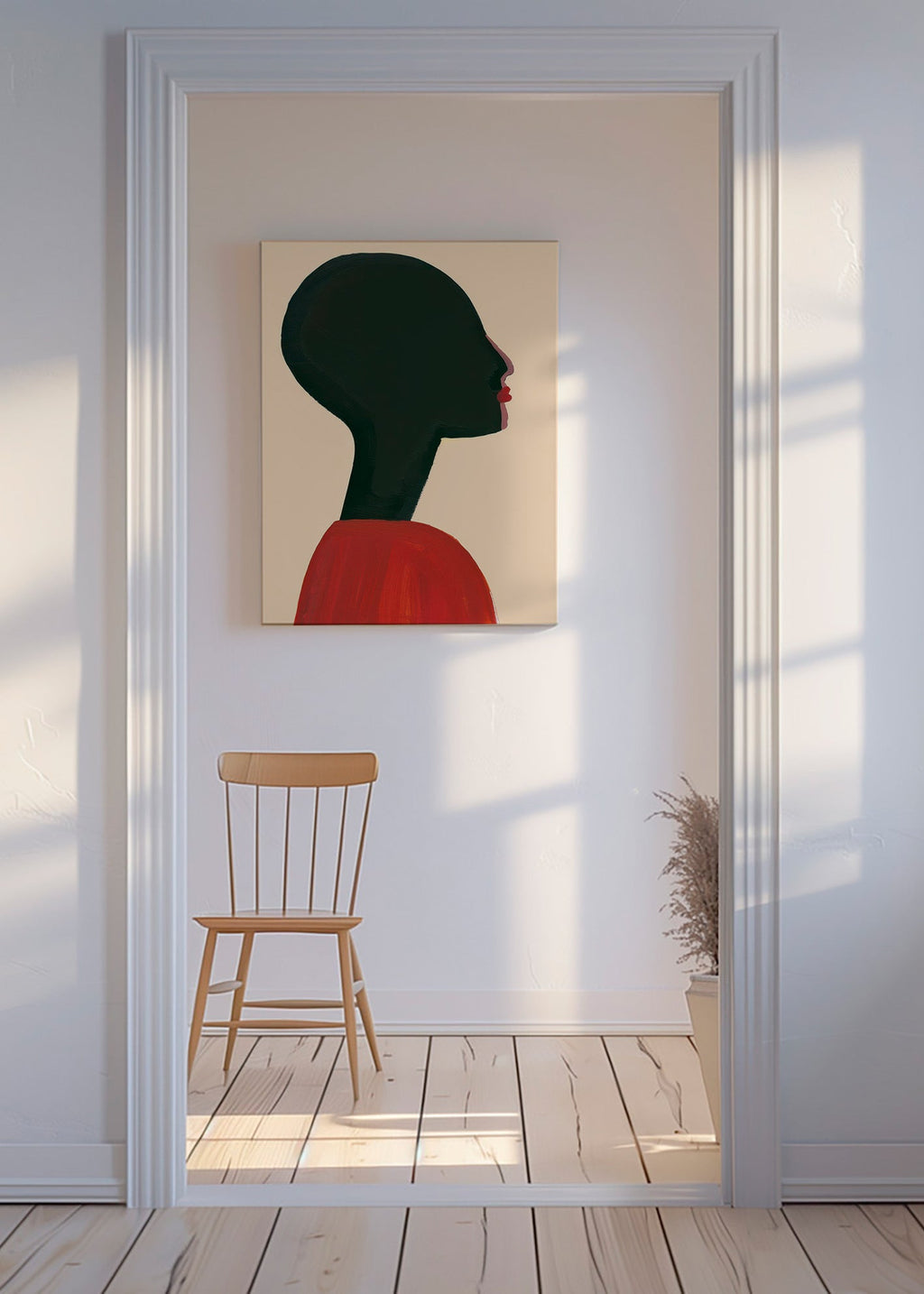 Ilustración: perfil estilizado en rojo – Canvas