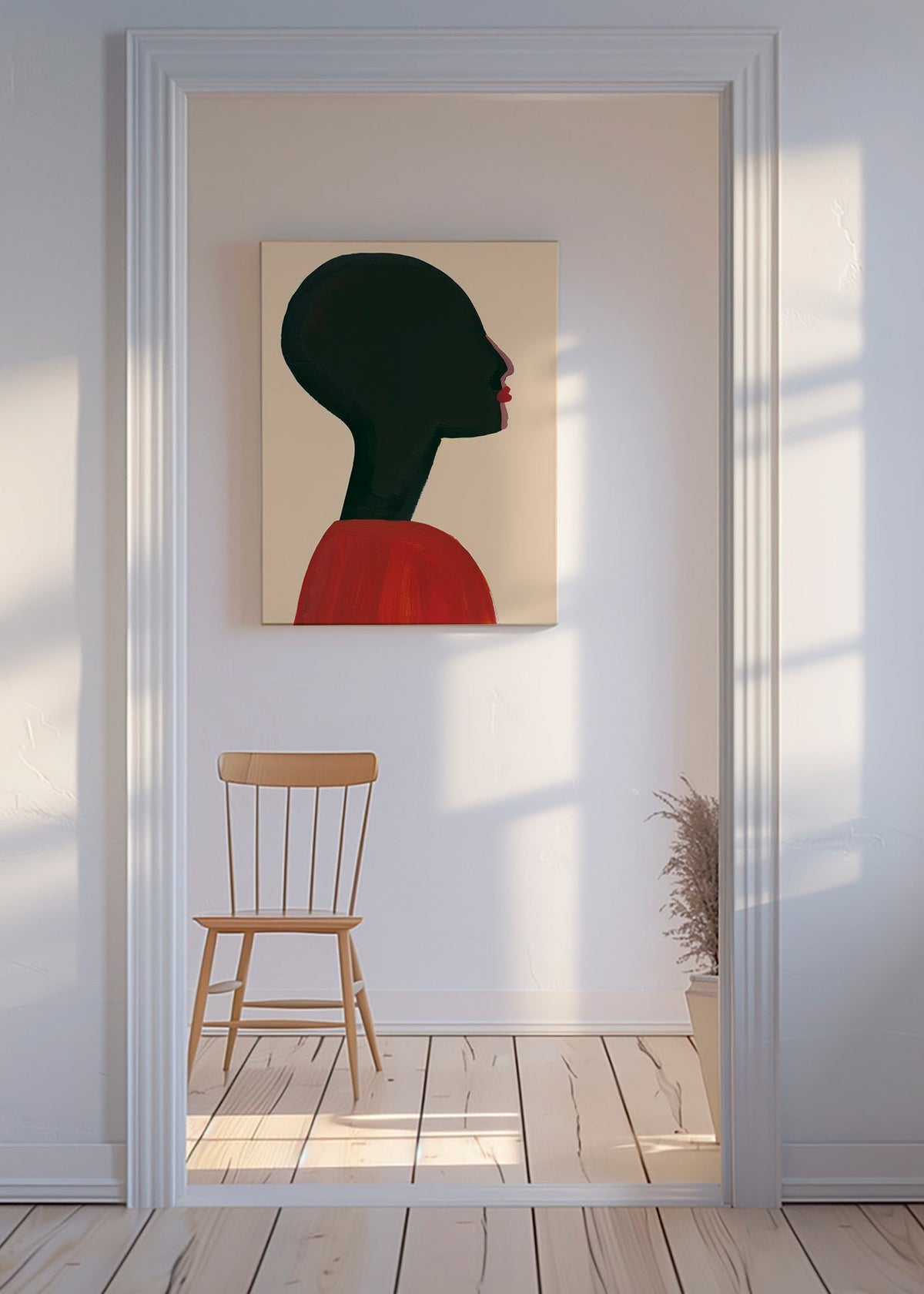 Ilustración: perfil estilizado en rojo – Canvas