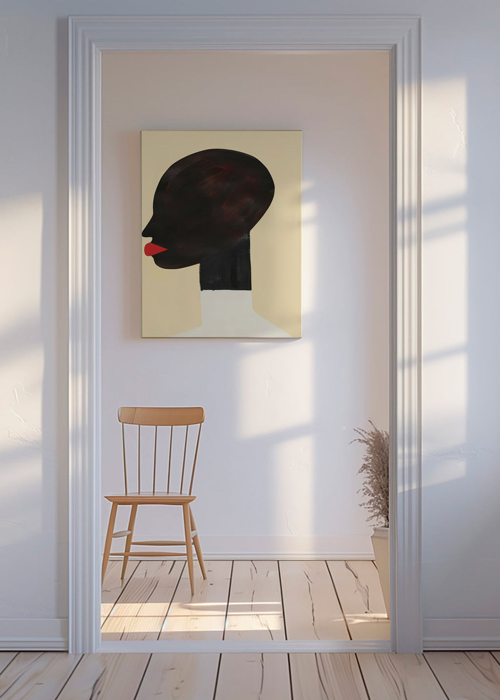 Ilustración de perfil con labios rojos – Canvas