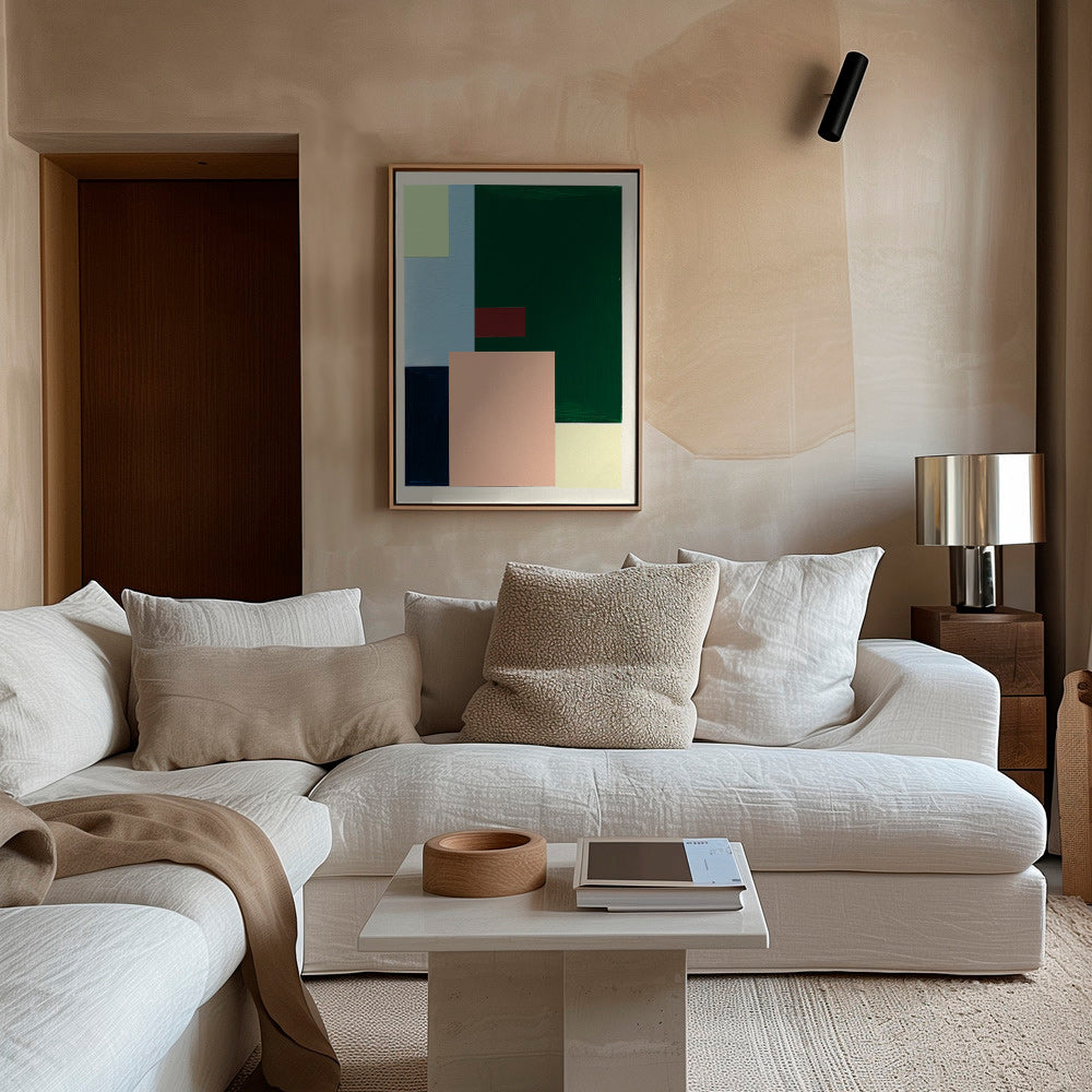 Cuadro geométrico con bloques color pastel – Canvas2