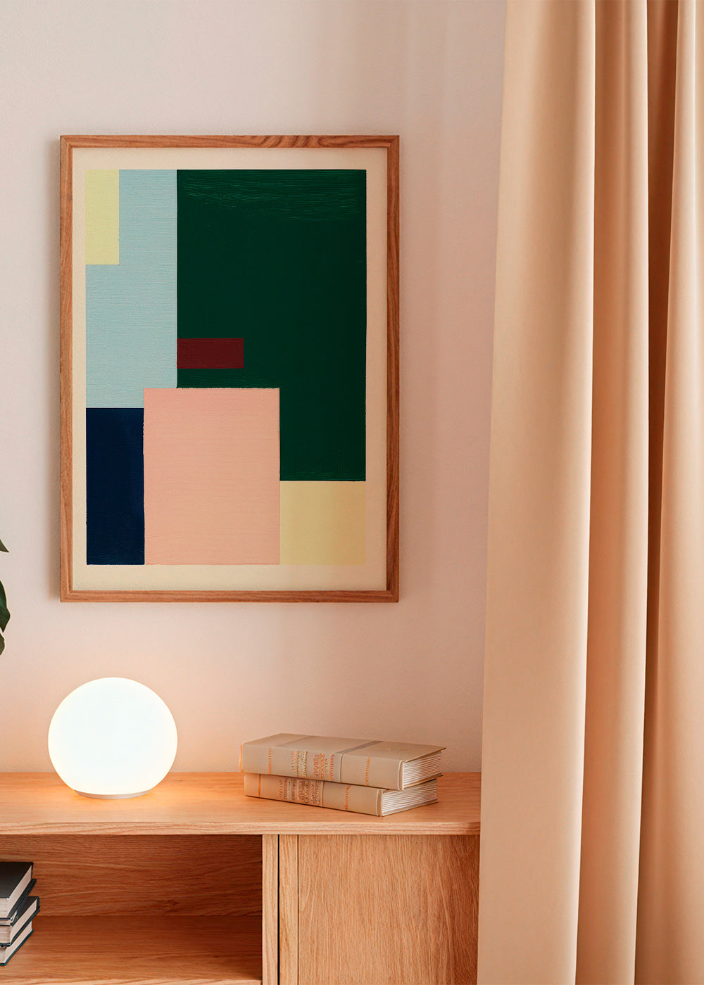 Cuadro geométrico: bloques pastel y verde profundo – Product3