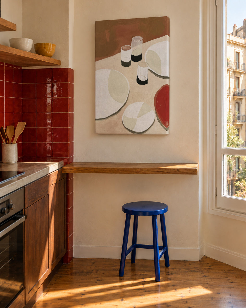 Dinner Arrangement I - Unframed canvas in an interior