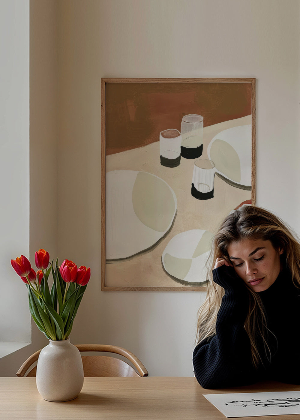 Dinner Arrangement I - Framed poster in an interior