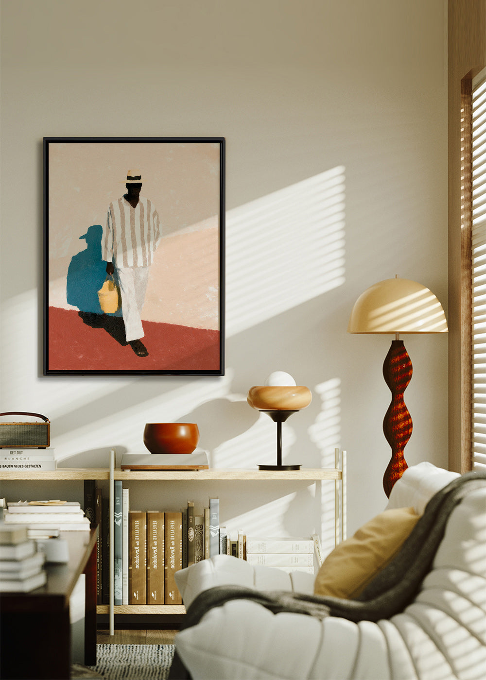 Cuadro minimalista con figura masculina y sombra alargada – Canvas1