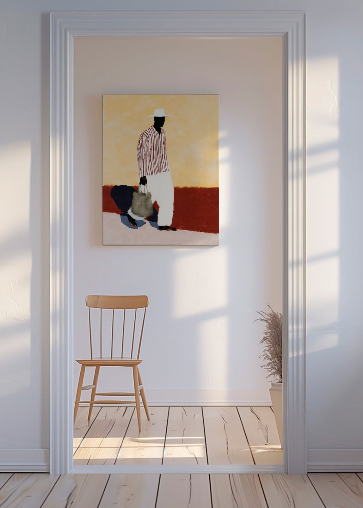 Ilustración de figura caminante con sombrero – Canvas