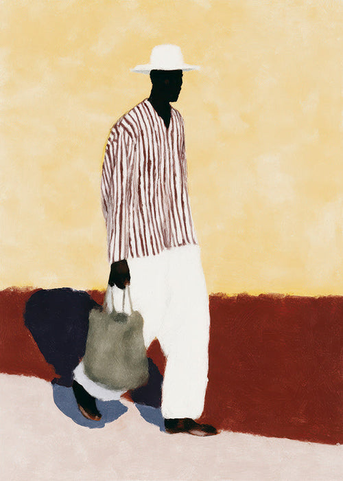 Ilustración de figura caminante con sombrero