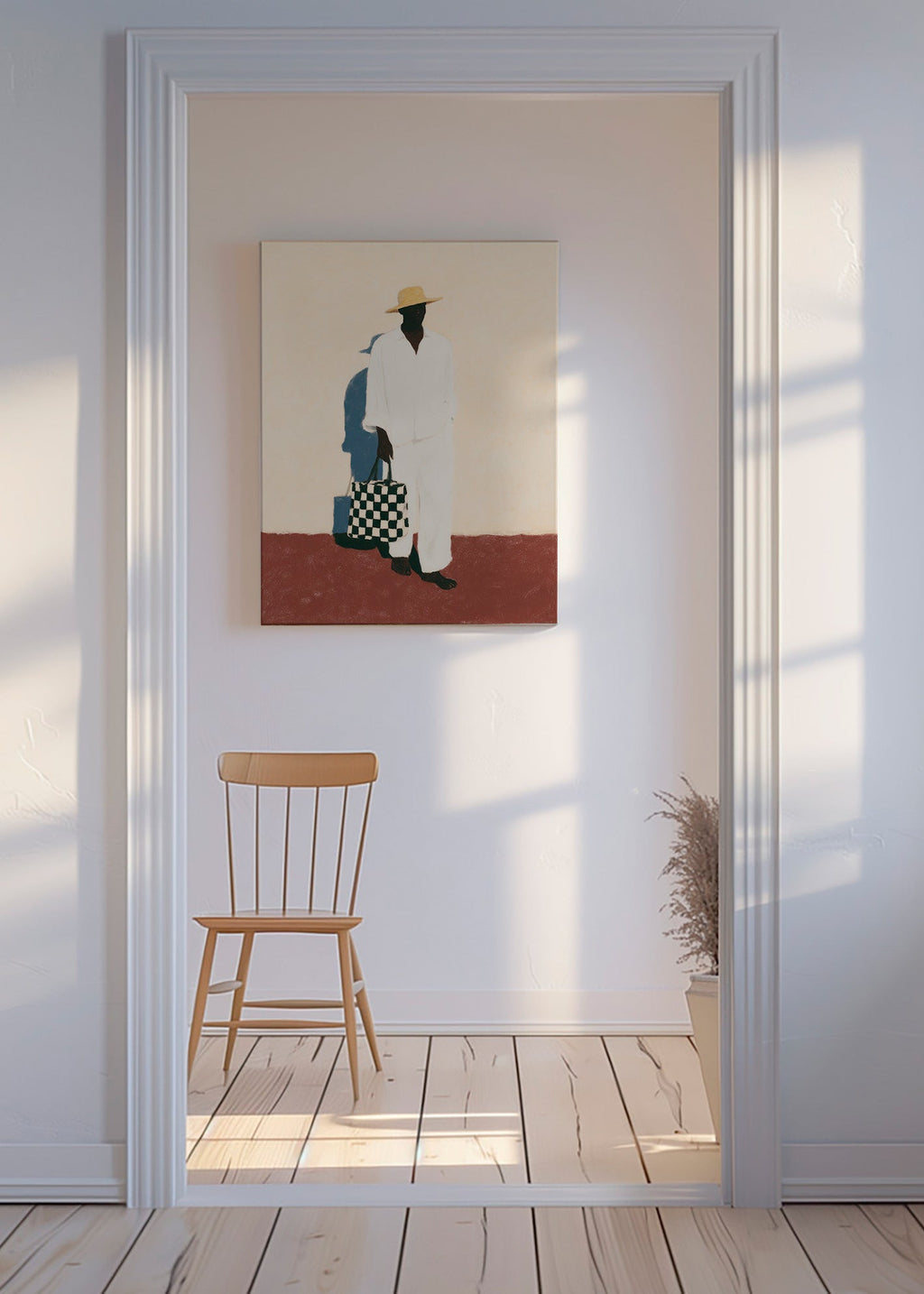 Cuadro minimalista con figura en traje blanco – Canvas