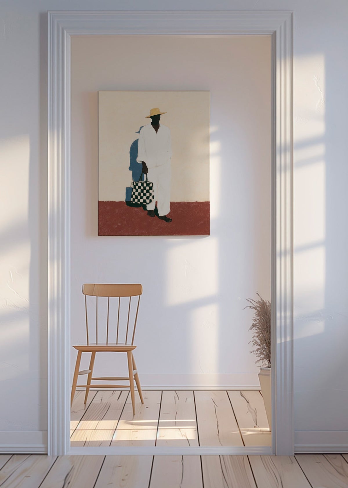 Cuadro minimalista con figura en traje blanco – Canvas