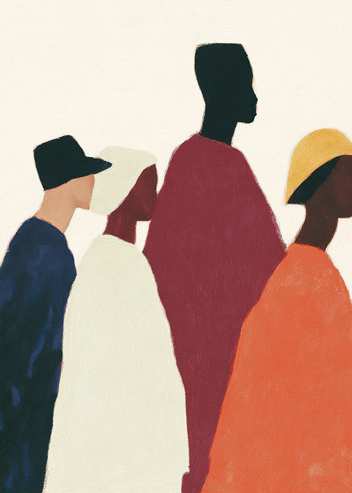 Ilustración de siluetas en fila