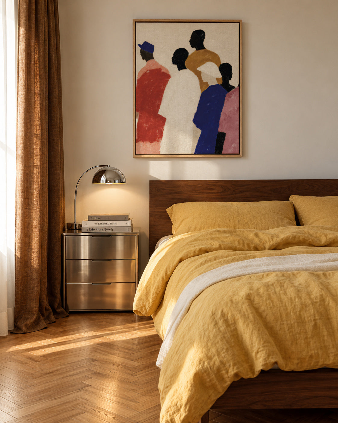 Crowded Colors III - Framed canvas in an interior