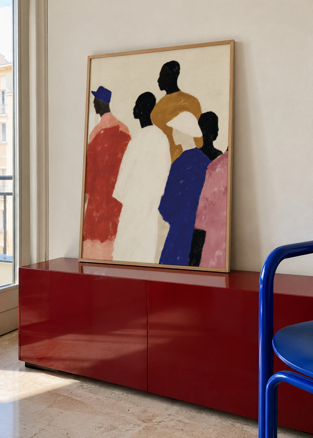Crowded Colors III - Framed poster in an interior