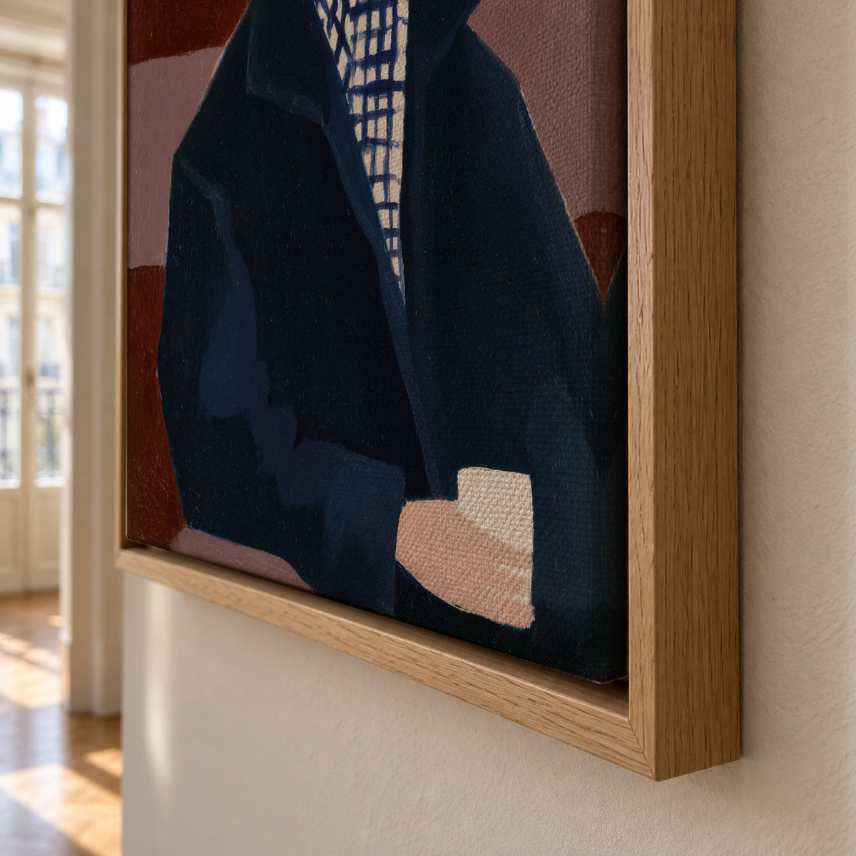 Greyhound in Blue - Framed canvas detail
