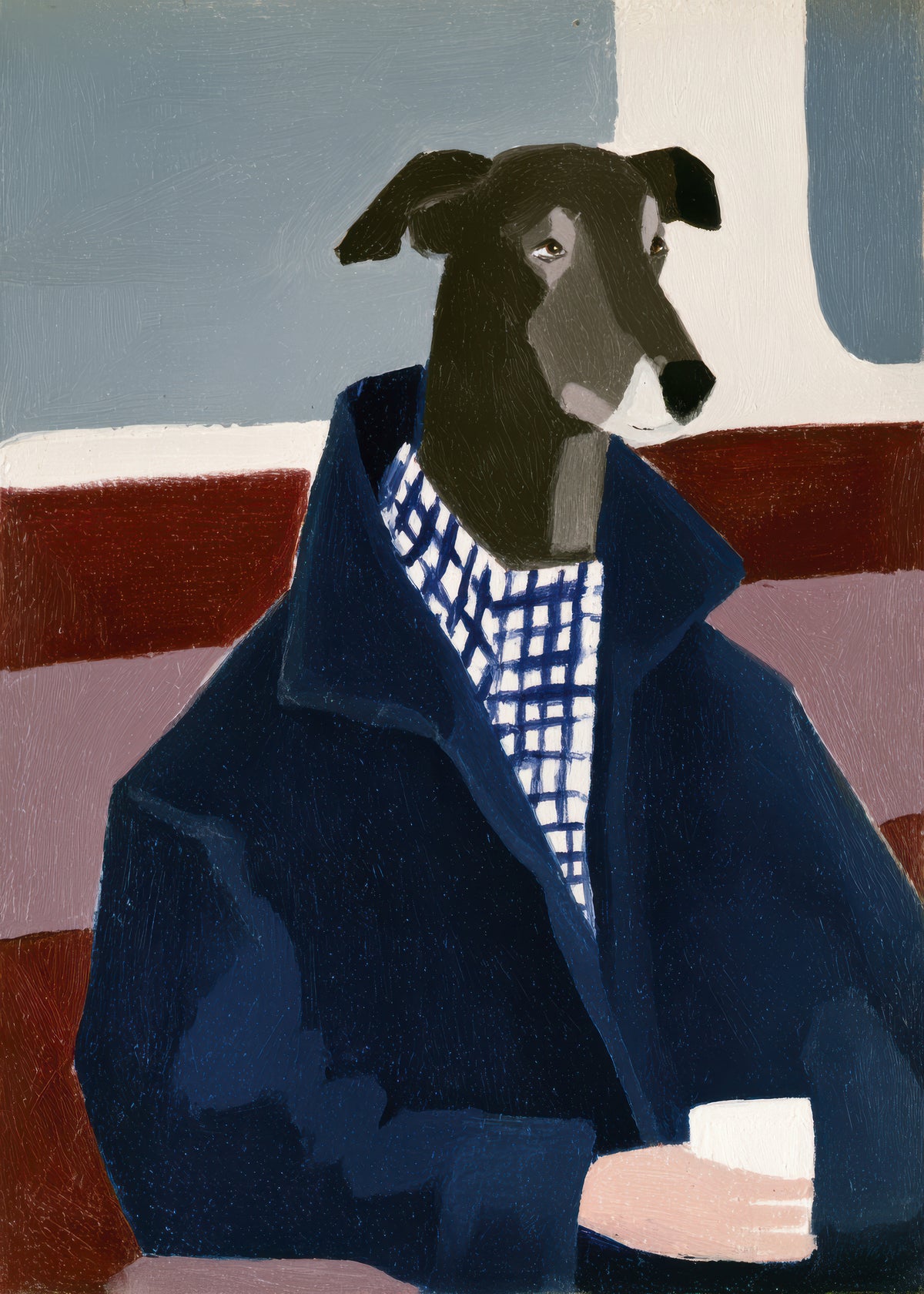 Greyhound in Blue - Unframed art print
