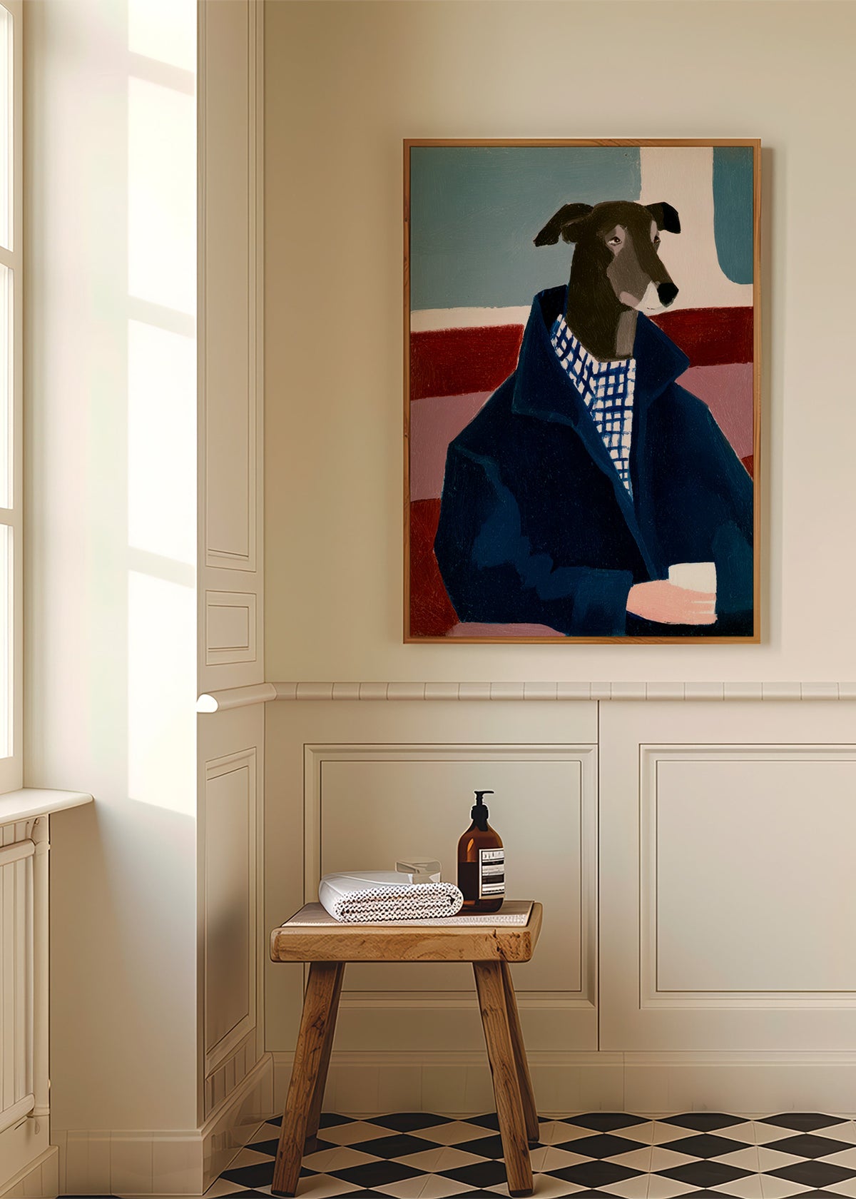 Cuadro galgo con abrigo azul – Product2