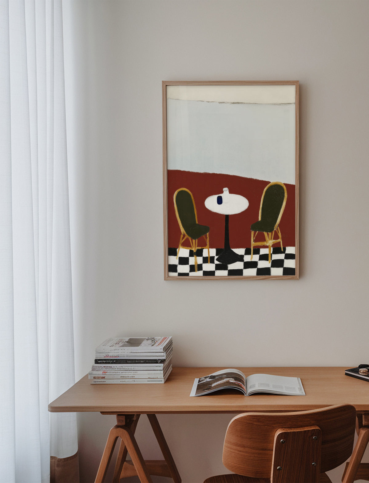 Empty Terrace - Framed poster in an interior
