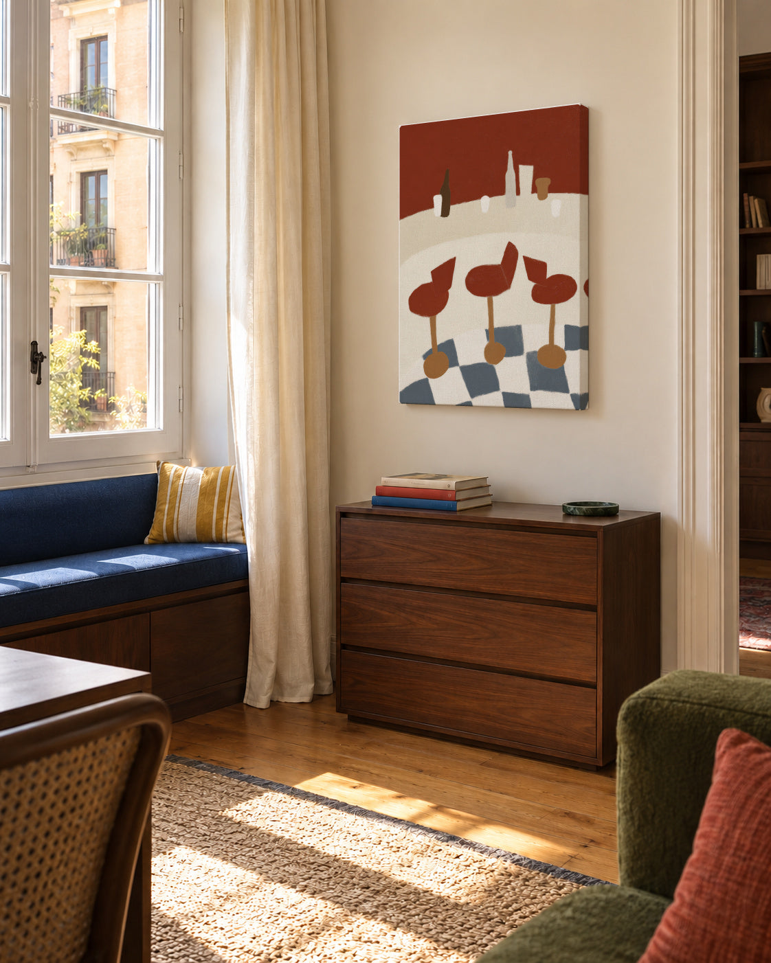 Bar Stool Pattern - Unframed canvas in an interior