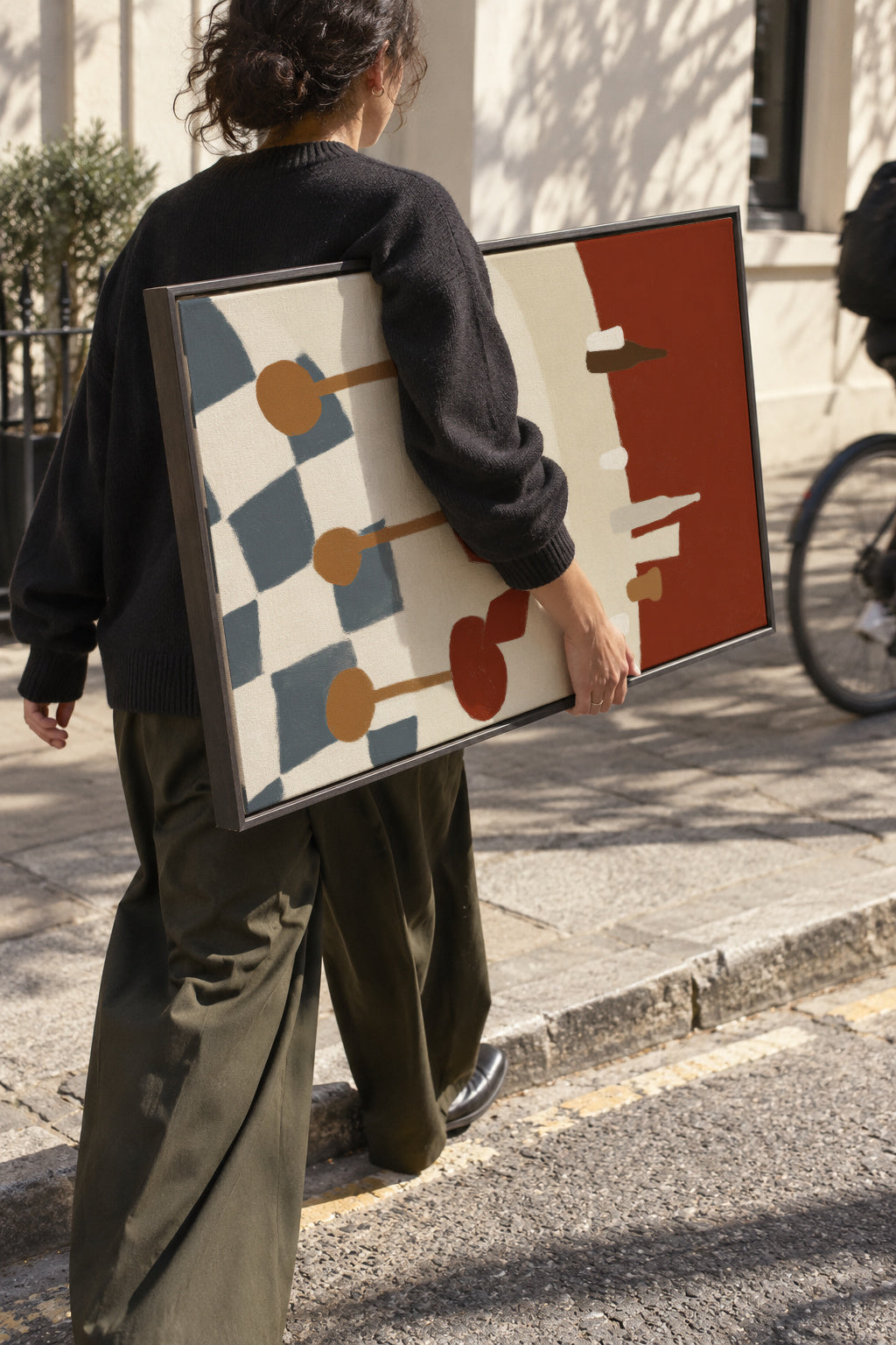 Bar Stool Pattern - Framed canvas in an interior