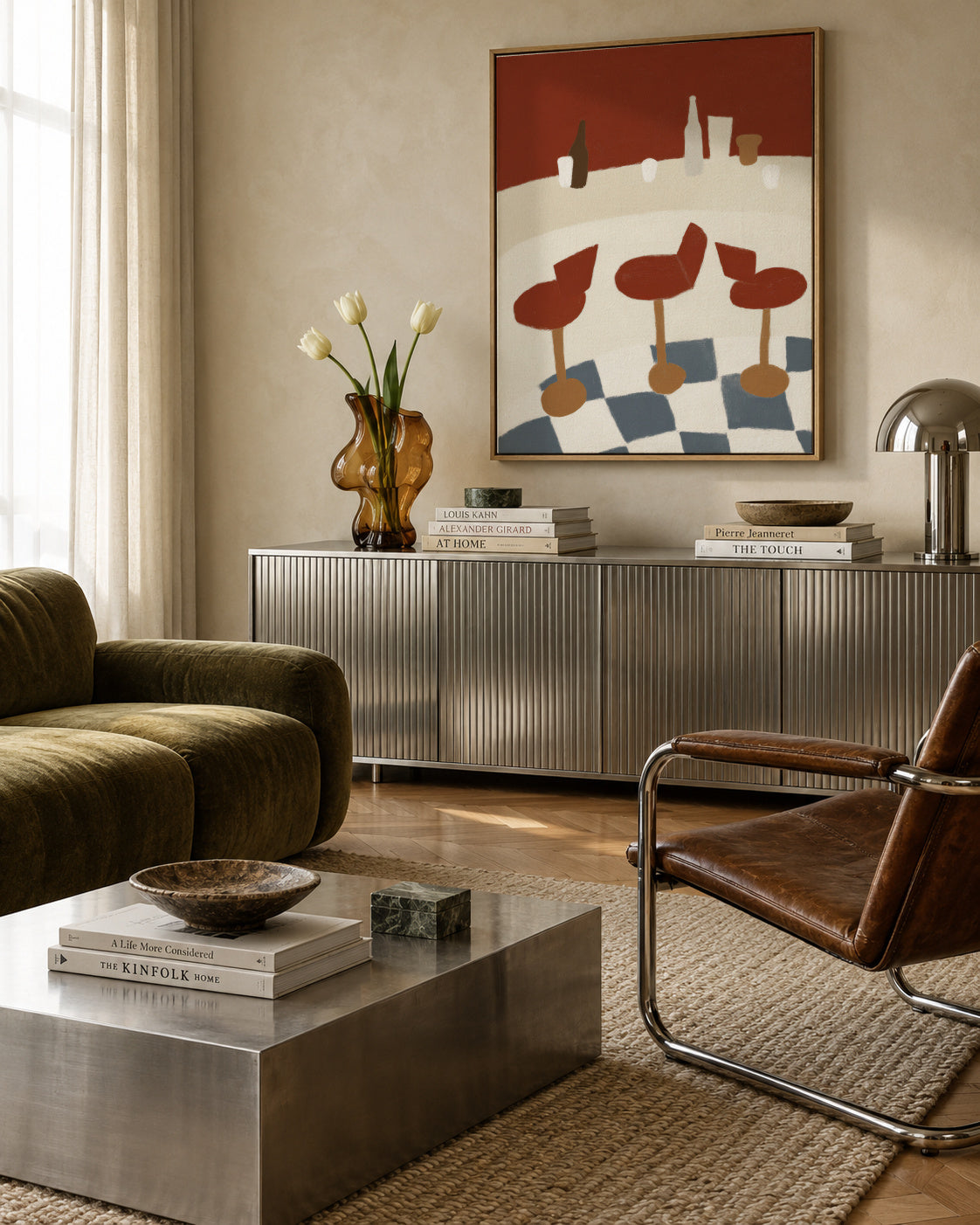 Bar Stool Pattern - Framed canvas in an interior