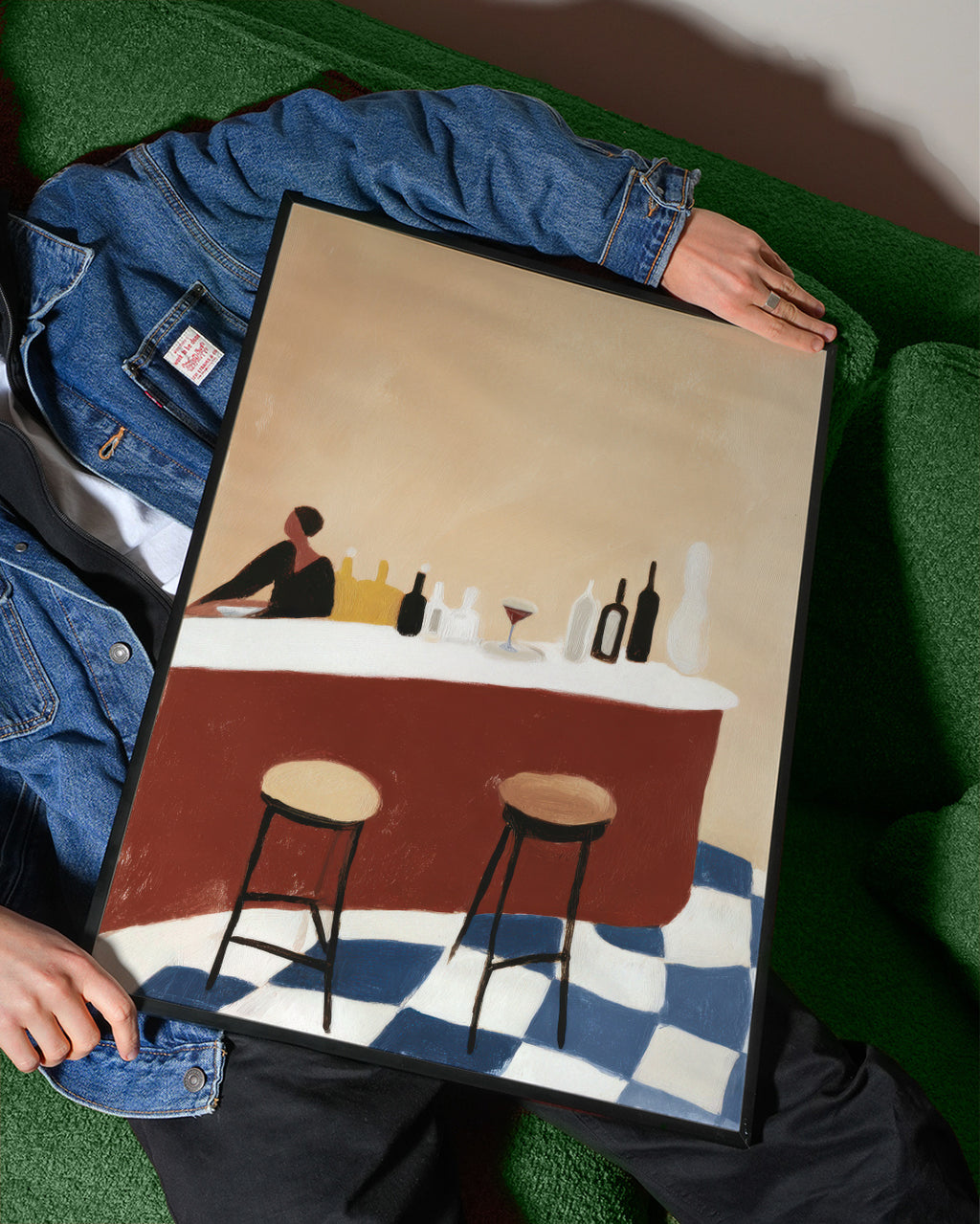 Evening Bar - Framed poster detail