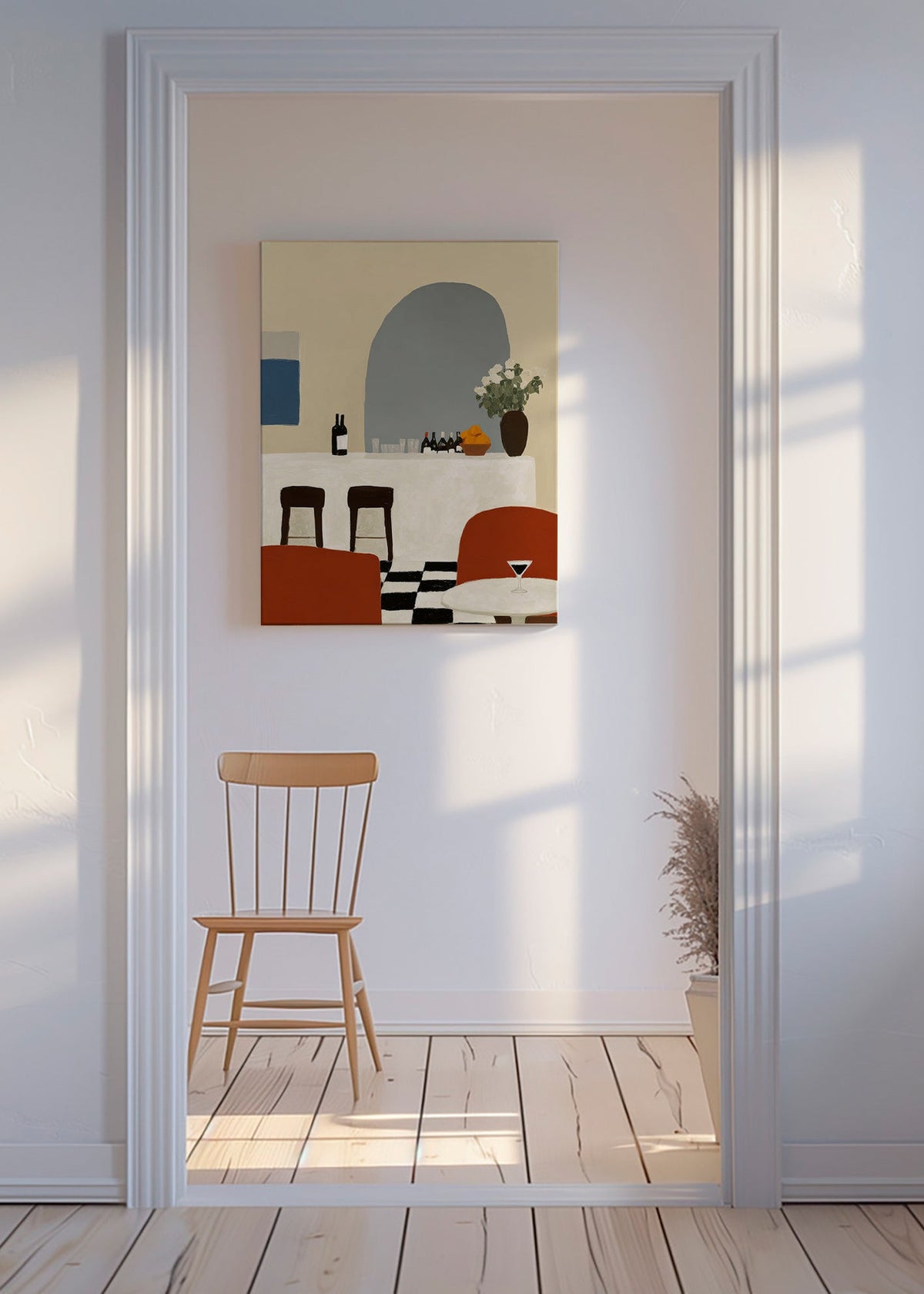Cuadro de cocina con arco y barra minimalista – Canvas